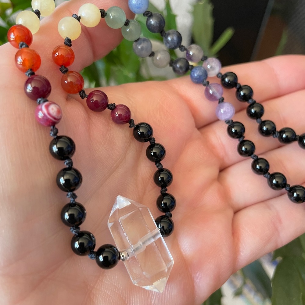 Handmade Rainbow 7 Chakra Choker
Necklace, Unisex Crystal Choker - Picture 6 of 8